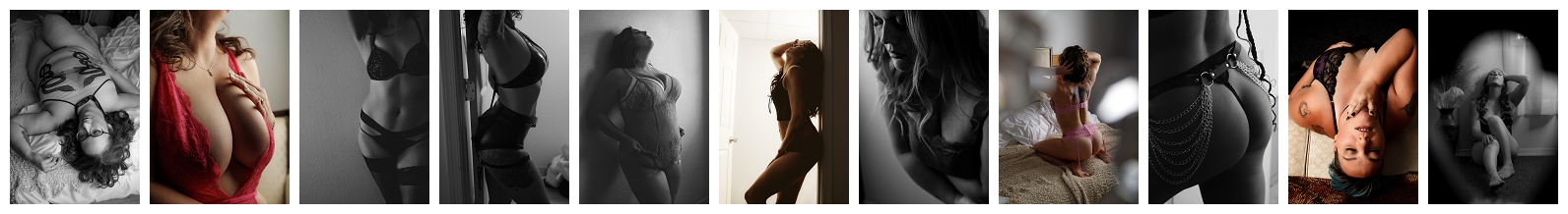 Embracing body positivity, a captivating collage of boudoir images captured in the studio's warm ambiance, serving clients across Wisconsin and Illinois.